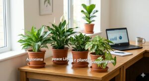 Air purifying plant (4 piece combo pack) with plate