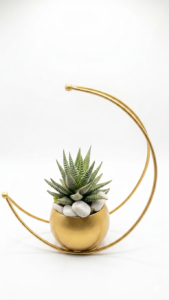 Handcrafted  Moon Metal Flower Vase with Gold Finish,Home Decor,